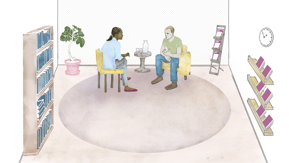 Illustration av två personer som samtalar.