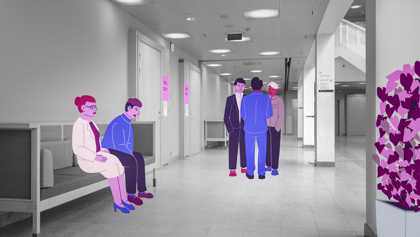 Illustration av ett väntrum