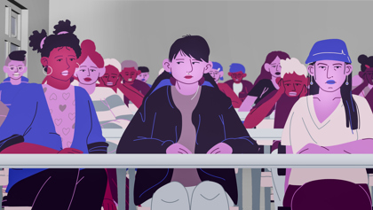 Illustration av elever i ett klassrum