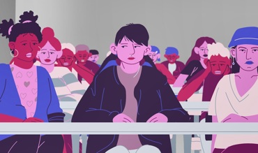 Illustration av ungdomar i ett klassrum
